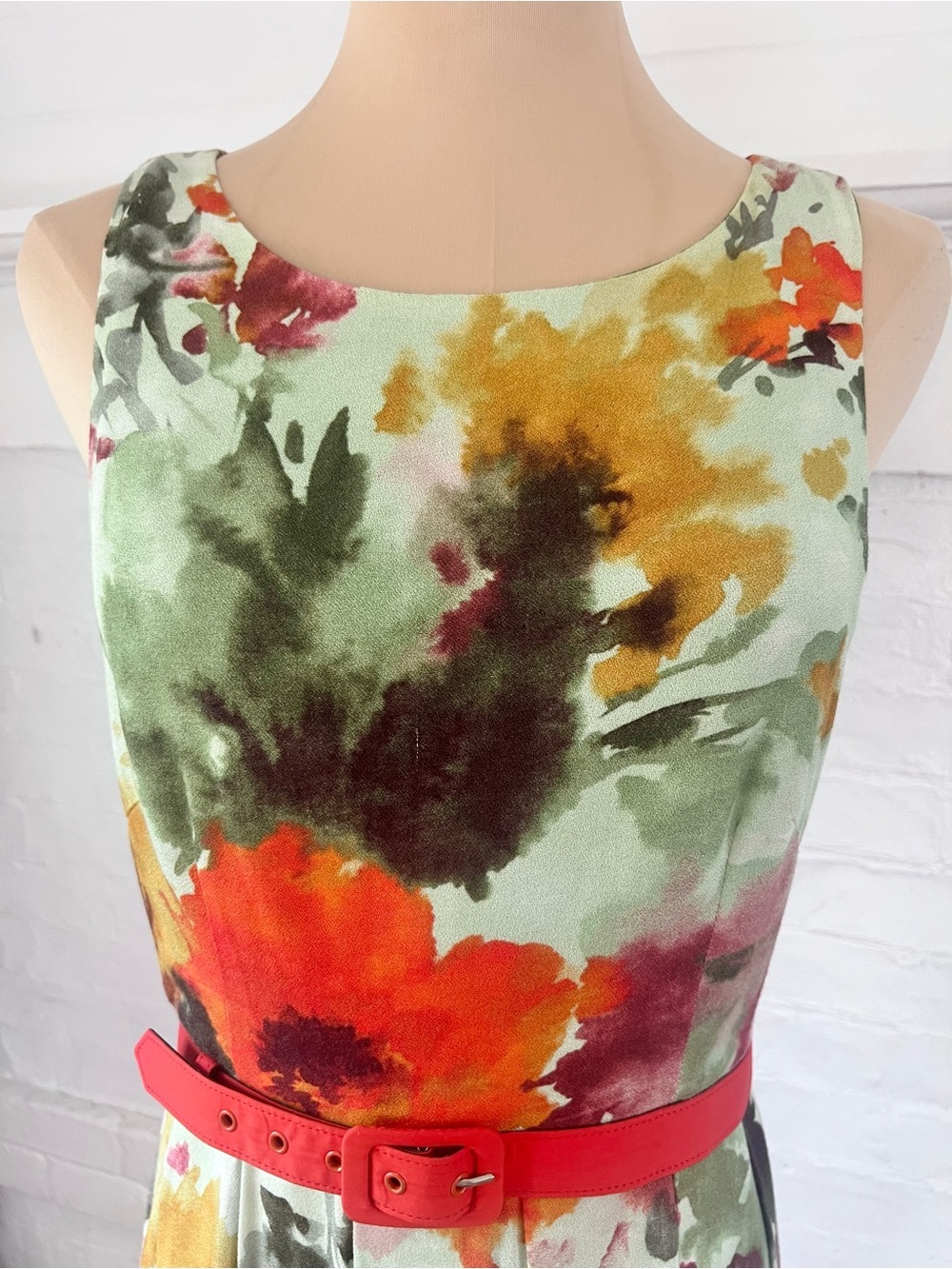 Anthropologie Eva Franco En Plein Air Floral  Pleated Dress Knee Length Size 8 - Picture 9 of 14